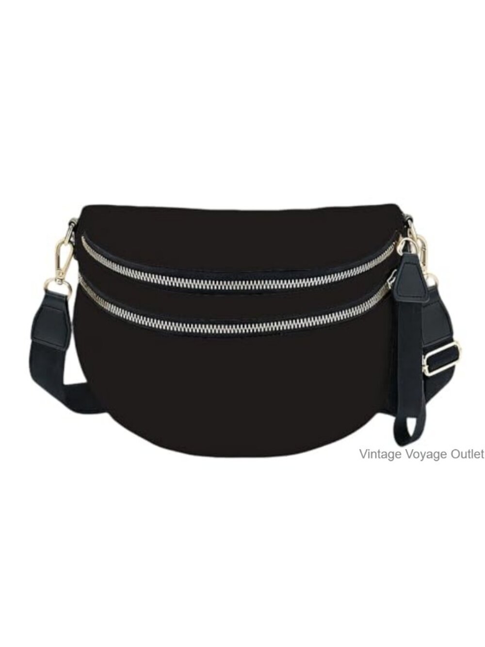 Nylon Crossbody Bag Adjustable Strap 3 Zipper Pockets Lightweight